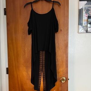 Elegant Black Cold Shoulder High-Low Top